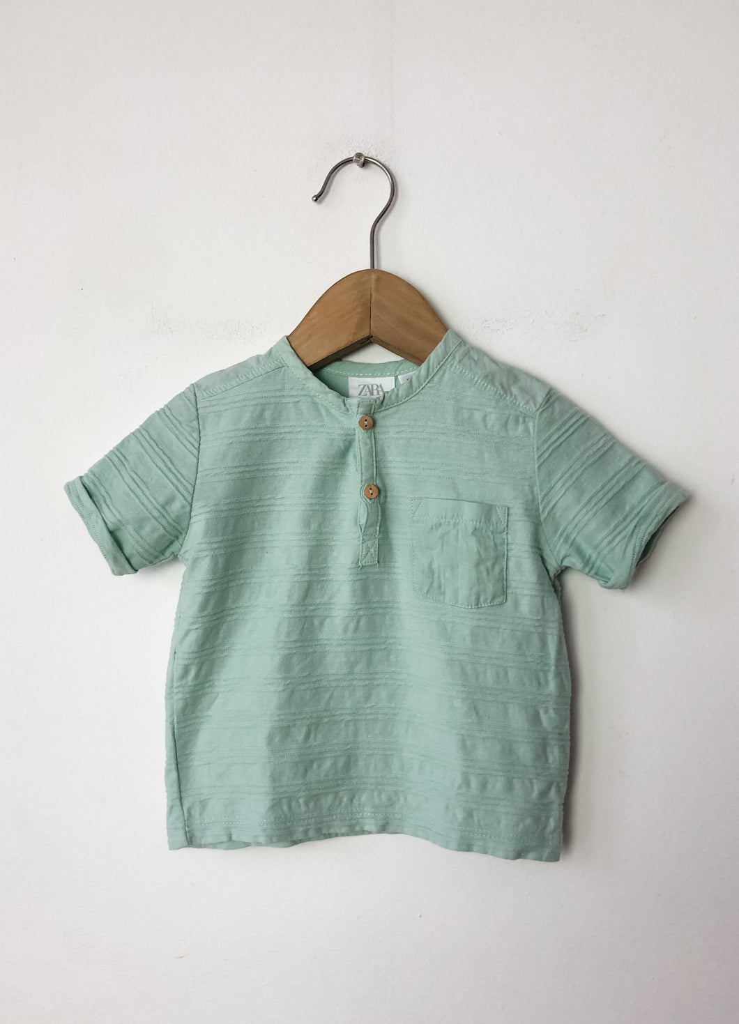 Boys Green Zara Shirt Size 9-12 Months