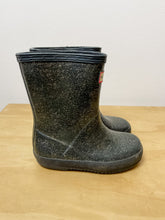 Load image into Gallery viewer, Sparkly Blue Hunter Rainboots Size 7B/8G
