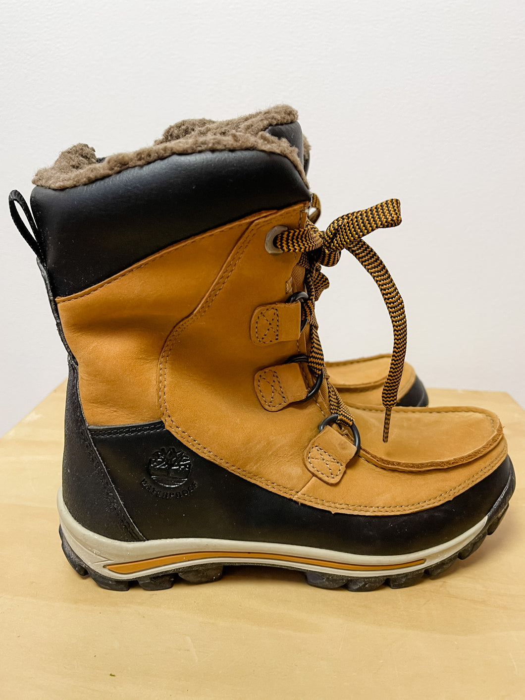 Tan Timberland Winter Boots Size 2 Youth
